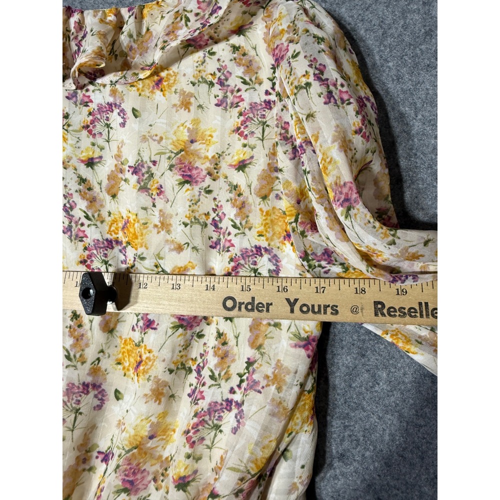 Lucy Paris Floral Ruffle Mini Dress Womens Size Medium Long Sleeve V-Neck Tiered - Picture 6 of 8